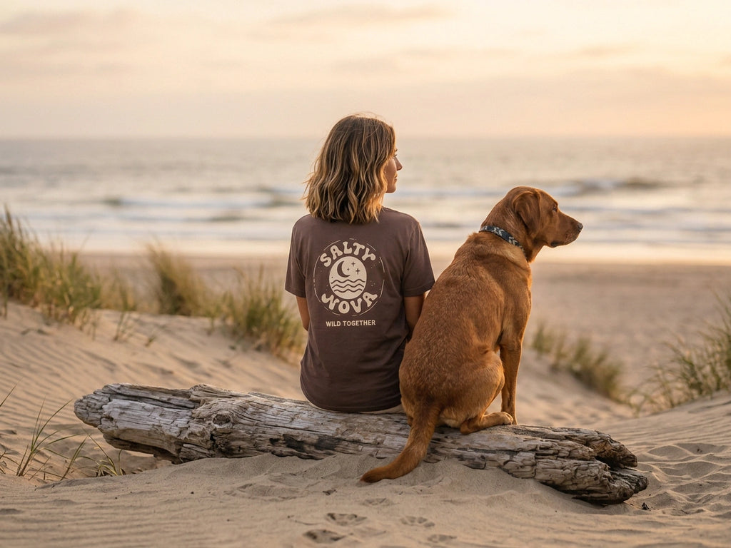 Salty Nova Hero Tee in Walnut Brown, a relaxed-fit cotton T-shirt with signature back print