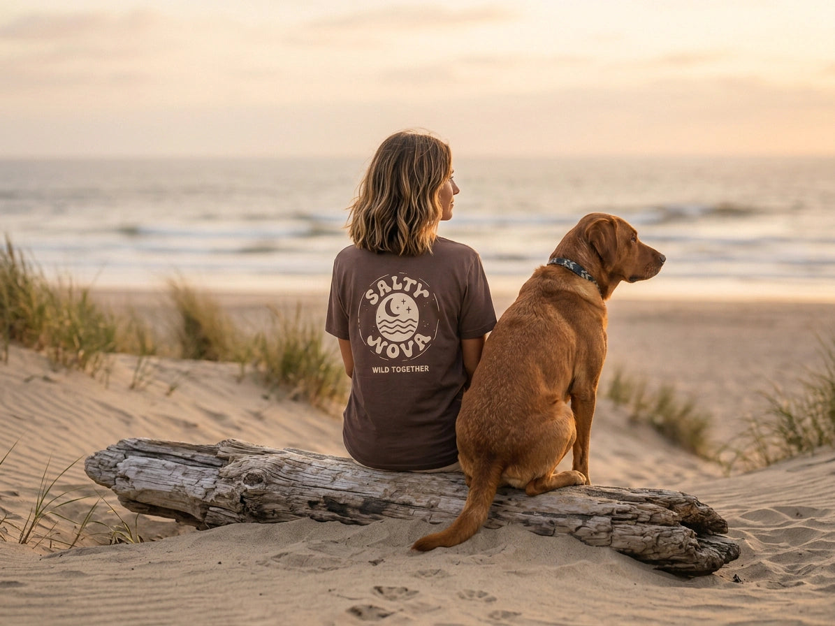 Salty Nova Hero Tee in Walnut Brown, a relaxed-fit cotton T-shirt with signature back print
